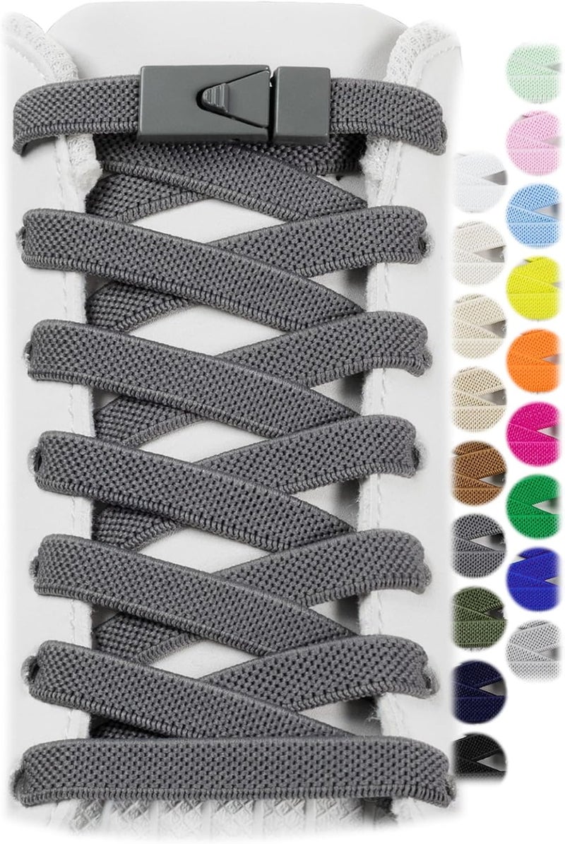 Stepace 2 Pairs Elastic Shoe Laces for Sneakers No Tie Shoelaces for Adults and Kids 5/16" Wide One Size Fit All - Image 1